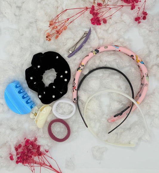 Herbaluxe Hair Accessory Set – Headbands, Claws, Scrunchie & Hair Ties (9pcs)